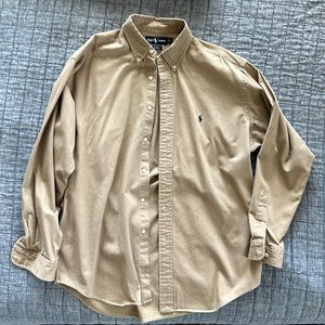 Ralph Lauren.  Blake Cotton.  Button Down.  Tan. Button Down Collar. Size Large
